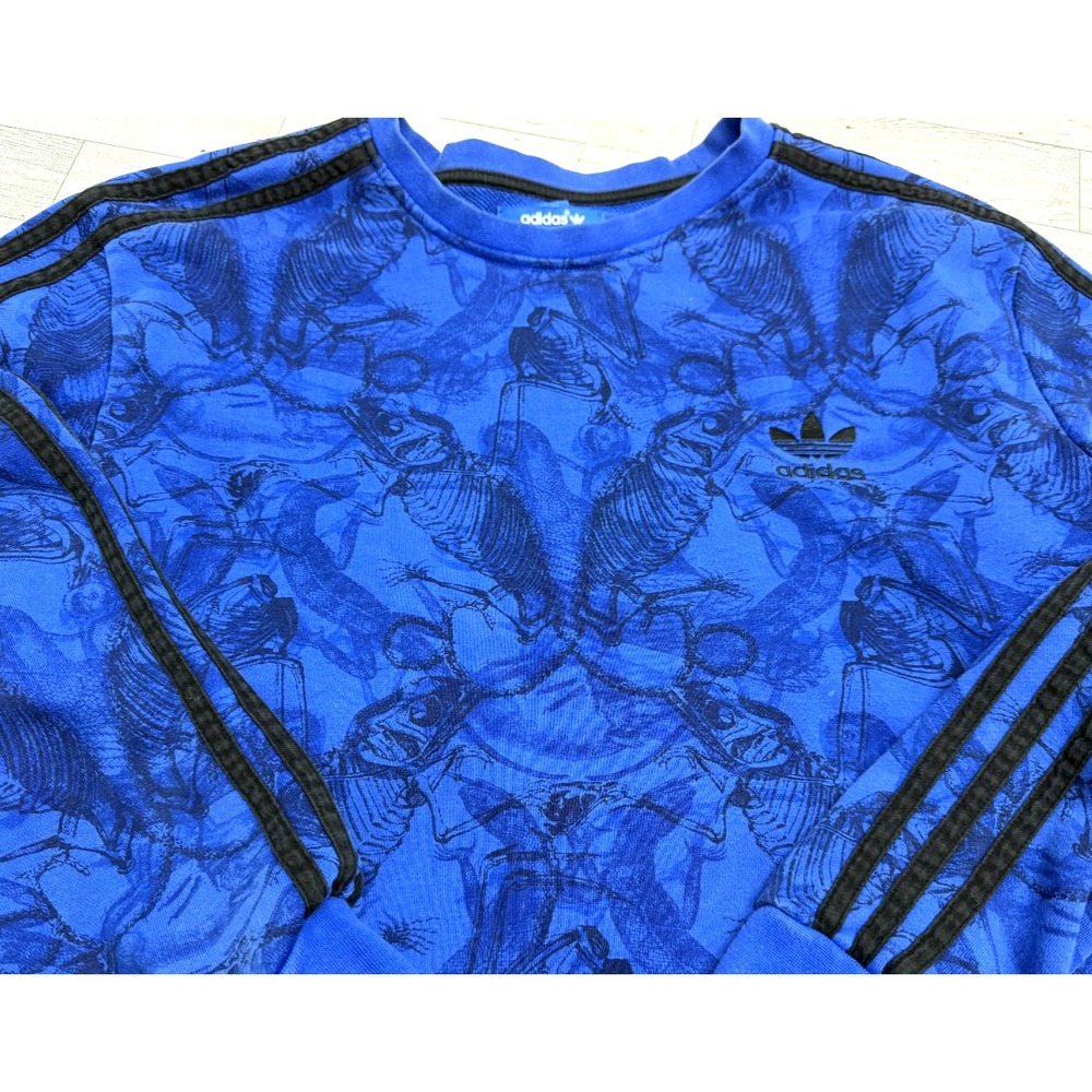 VTG Adidas Blue & black Track Sweater Pullover Top RARE Carnovsky Pattern LARGE